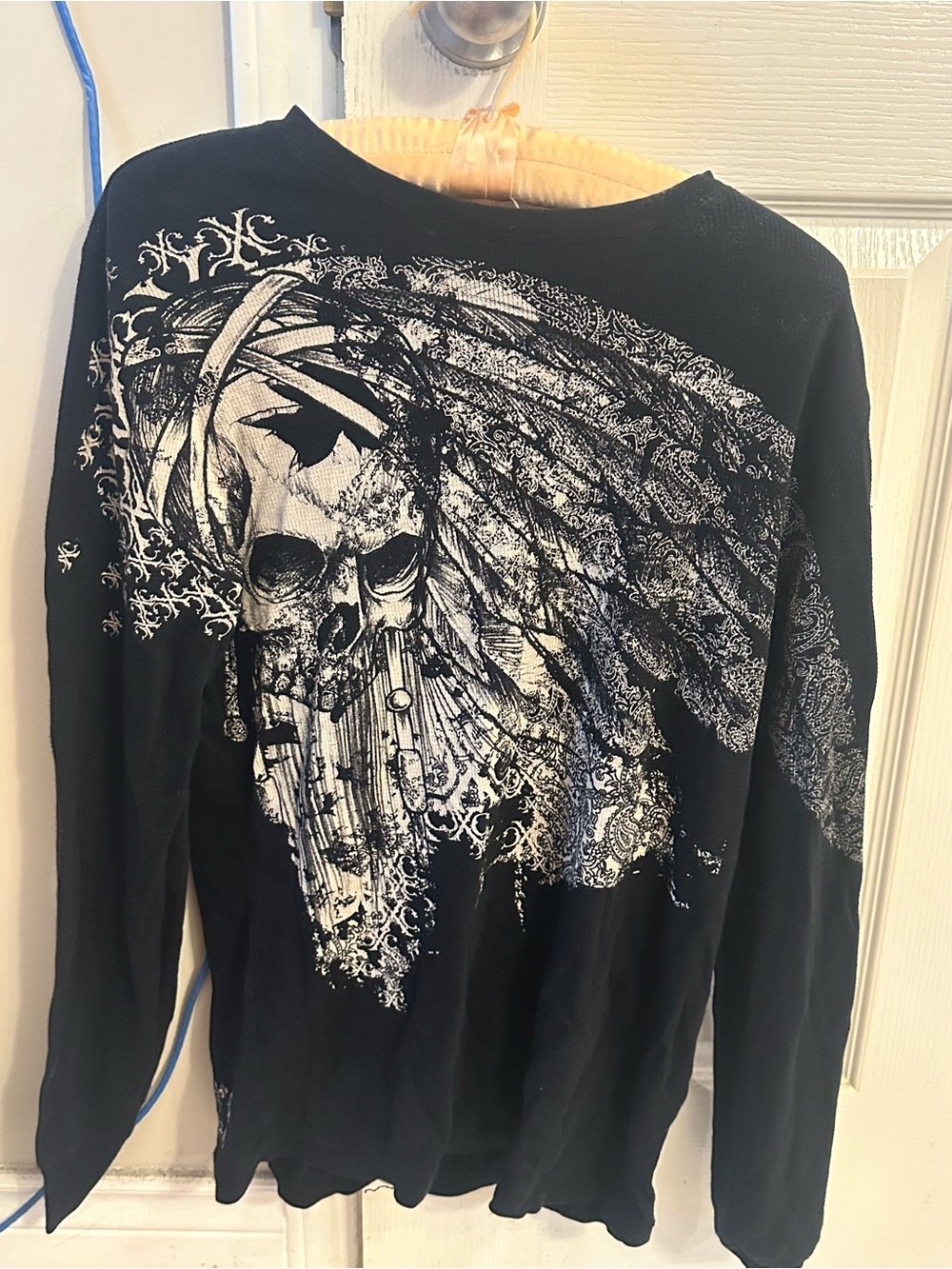 Affliction Black Long-Sleeve with White Skull Graphic